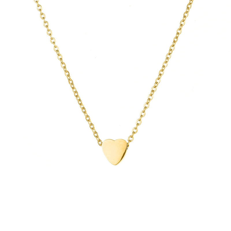 14K Gold Heart Charm Choker Necklace