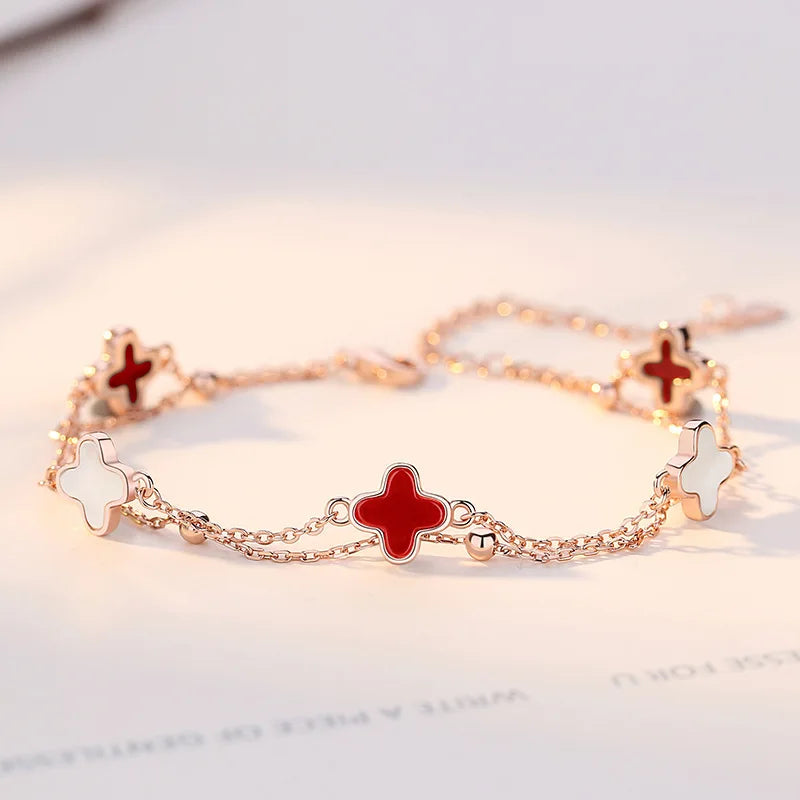 Sterling Silver Four-leaf Clover Bracelet