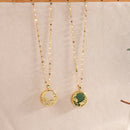 Gold-Plated Green Gemstone Jade Necklace