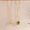 Gold-Plated Green Gemstone Jade Necklace