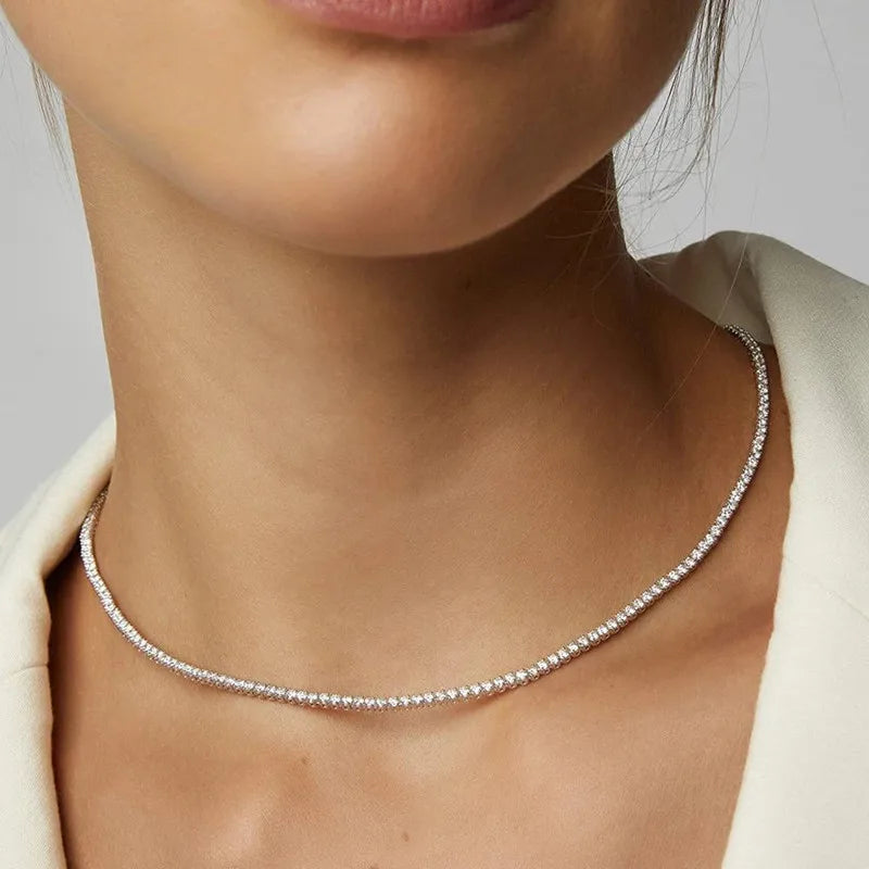 Tennis Silver Choker Necklace