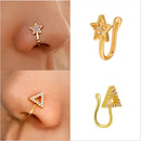 Geometric Copper CZ Star Triangle 18K Gold-Plated Nose Ring