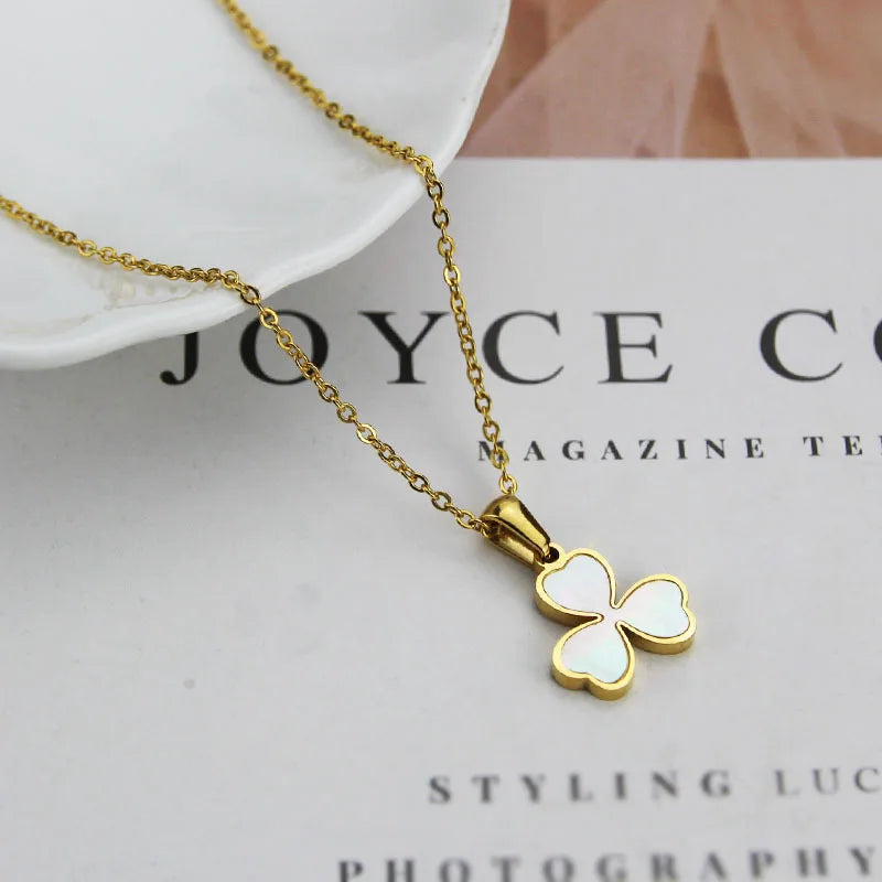 18K Gold Plated Stainless Steel Clover Necklace